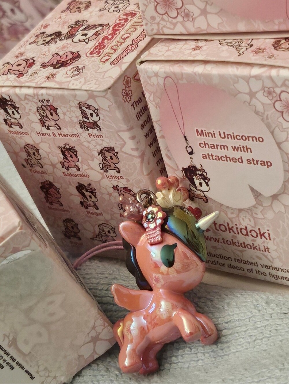 Tokidoki Shimmer Cherry Blossom Unicorno Frenzie Keychain- Sakurako